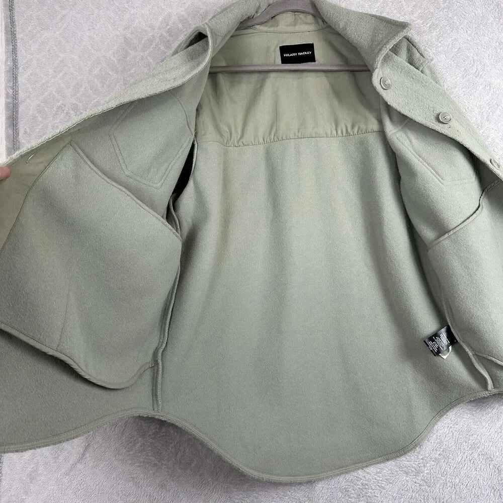 Hilary Radley Shacket Women Large Green Thick Shirt Jacket Preppy Casual Minimal - Picture 8 of 16